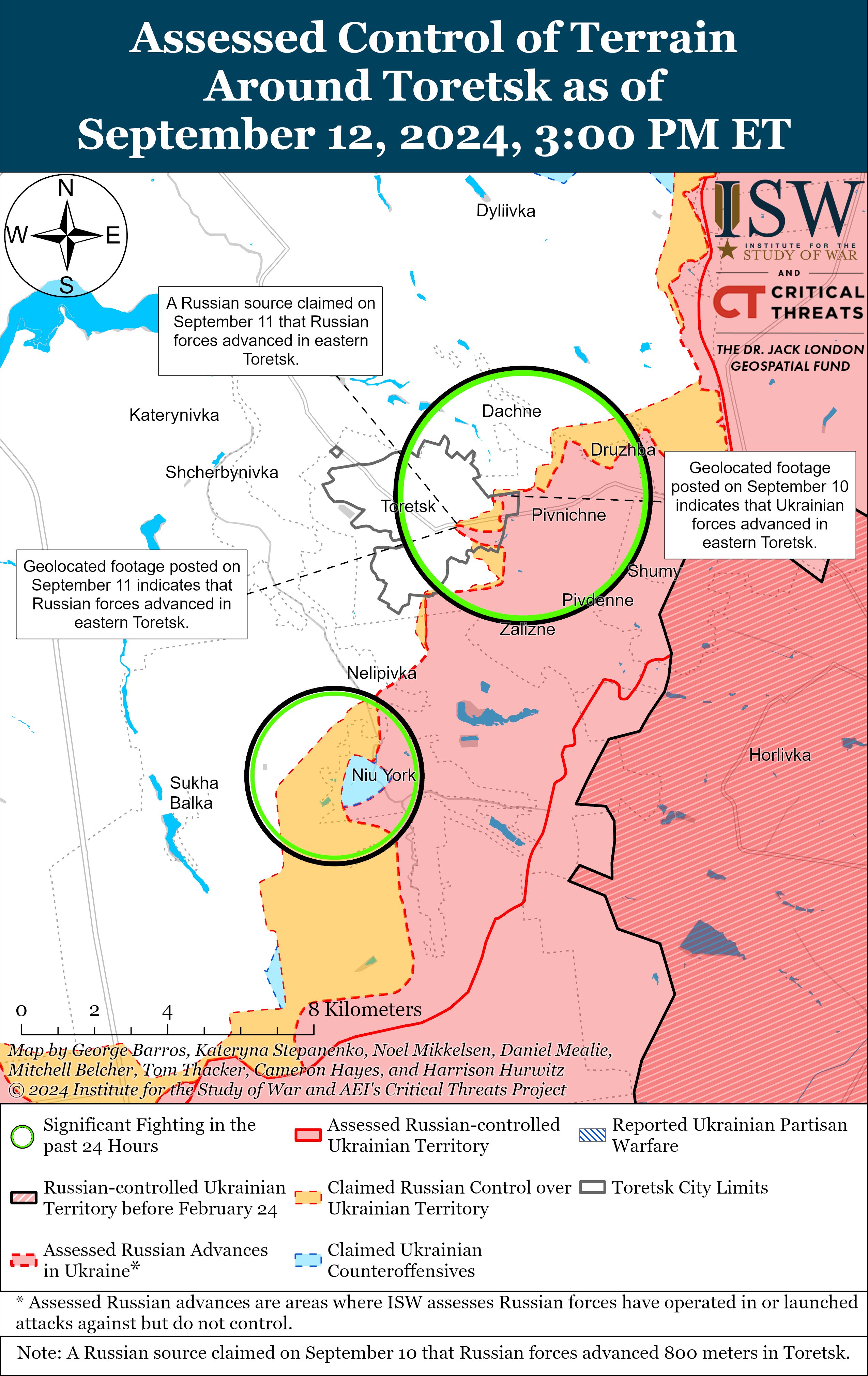 РФ знову просунулась в районі кількох населених пунктів Донецької області: карти ISW